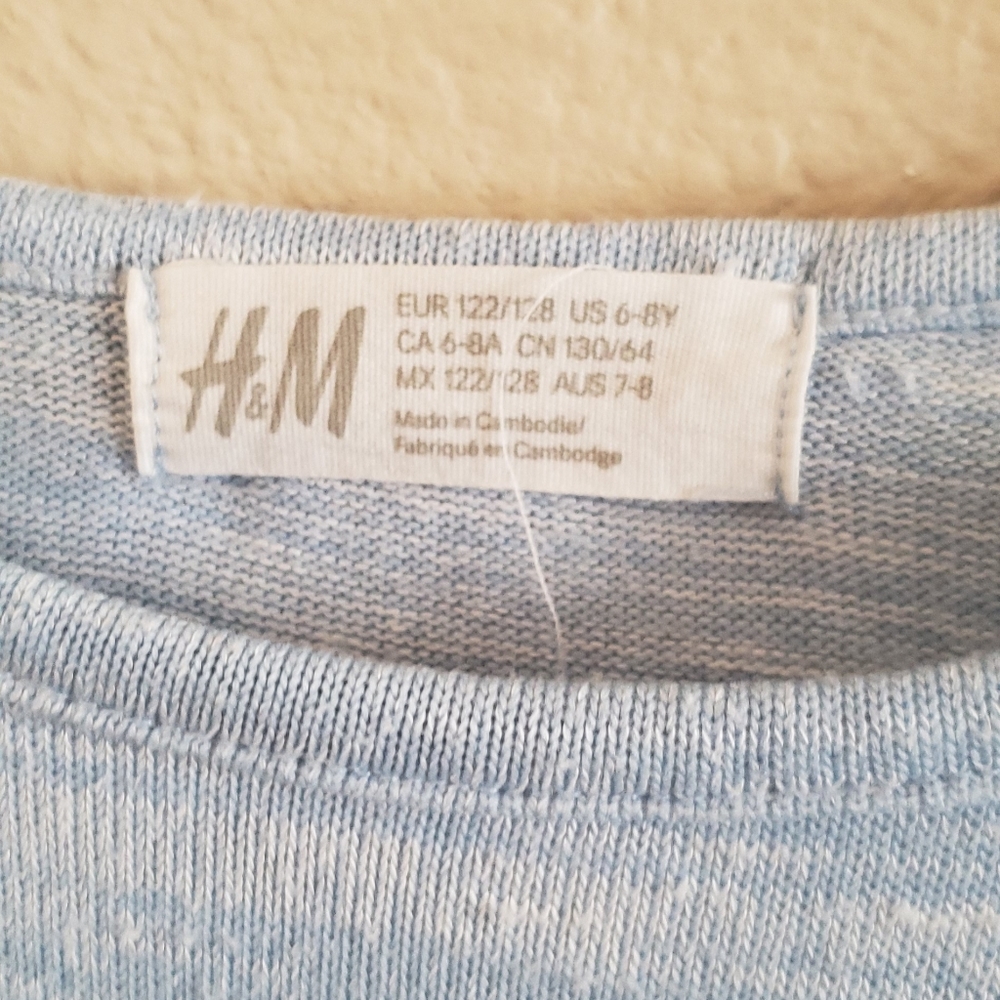H&M flower blue long sleeve top sz 6-8Y - Picture 4 of 5